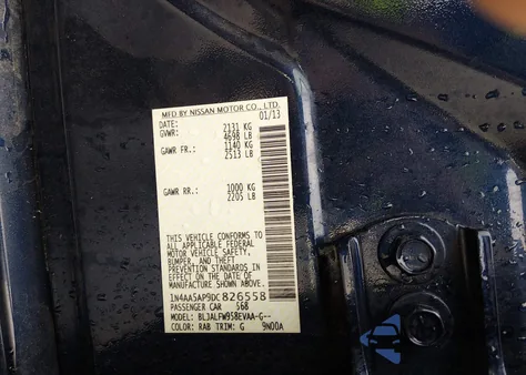 2013 Nissan Maxima 3.5 Sv from USA, damaged, VIN 1N4AA5AP9DC826558